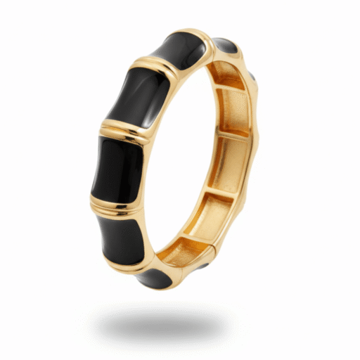 Boho Coffee Acrylic Resin Thick Cuff Bracelet - Metal Wide Bangle